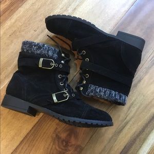 Black suede booties